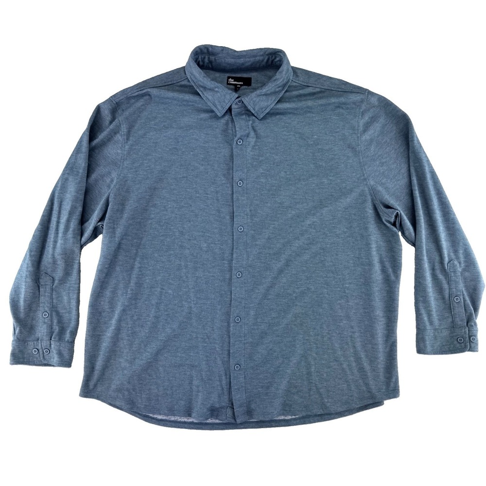 The Commons Long Sleeve Button Up Shirt 3XL Green Linen Blend